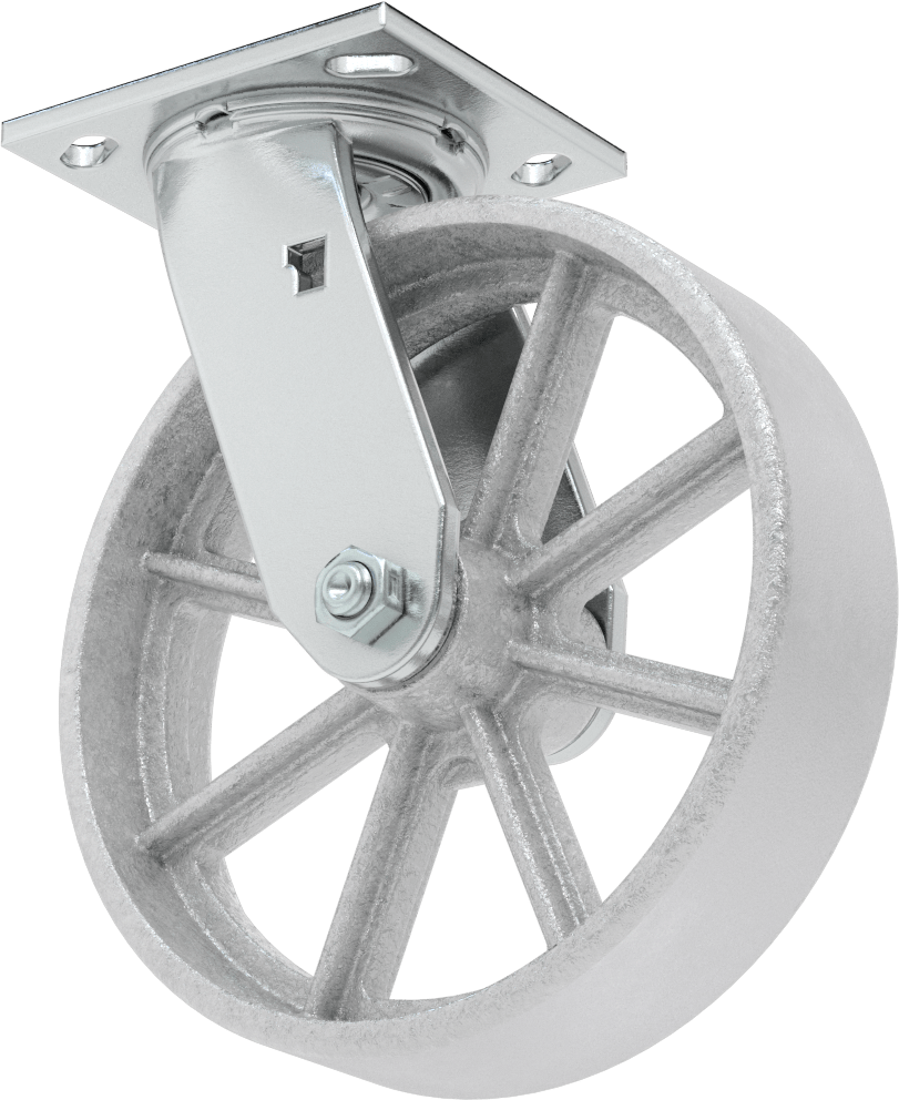 4-1/2“ x 4” Plakalı Yüksek Kapasiteli Spartan Tekerlek, 8 inç Çapında Korumalı Rulmanlı Metal Tekerlekli Döner Tekerlek