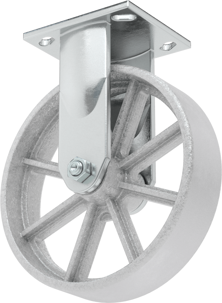 4-1/2“ x 4” Plakalı Yüksek Kapasiteli Spartan Tekerlek, 8" Çaplı Korumalı Rulmanlı Metal Tekerlekli Sert