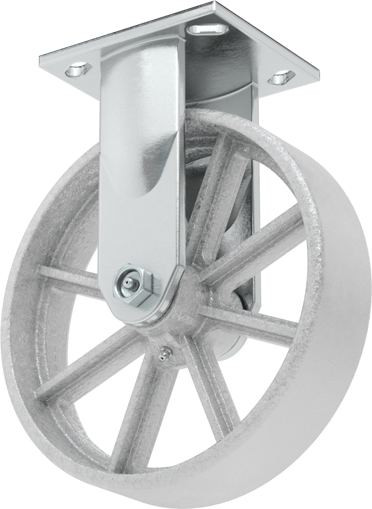4-1/2“ x 4” Plakalı Yüksek Kapasiteli Spartan Tekerlek, 8" Çaplı Korumalı Rulmanlı Metal Tekerlekli Sert