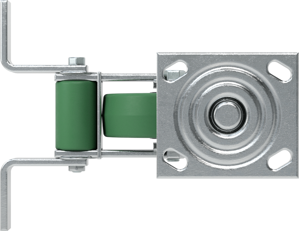 4-1/2“ x 4” Plakalı Yüksek Kapasiteli Spartan Tekerlek, Frenli Döner Tekerlek, 5“ x 1-1/2” Açık Rulmanlı Poliüretan Tekerlek