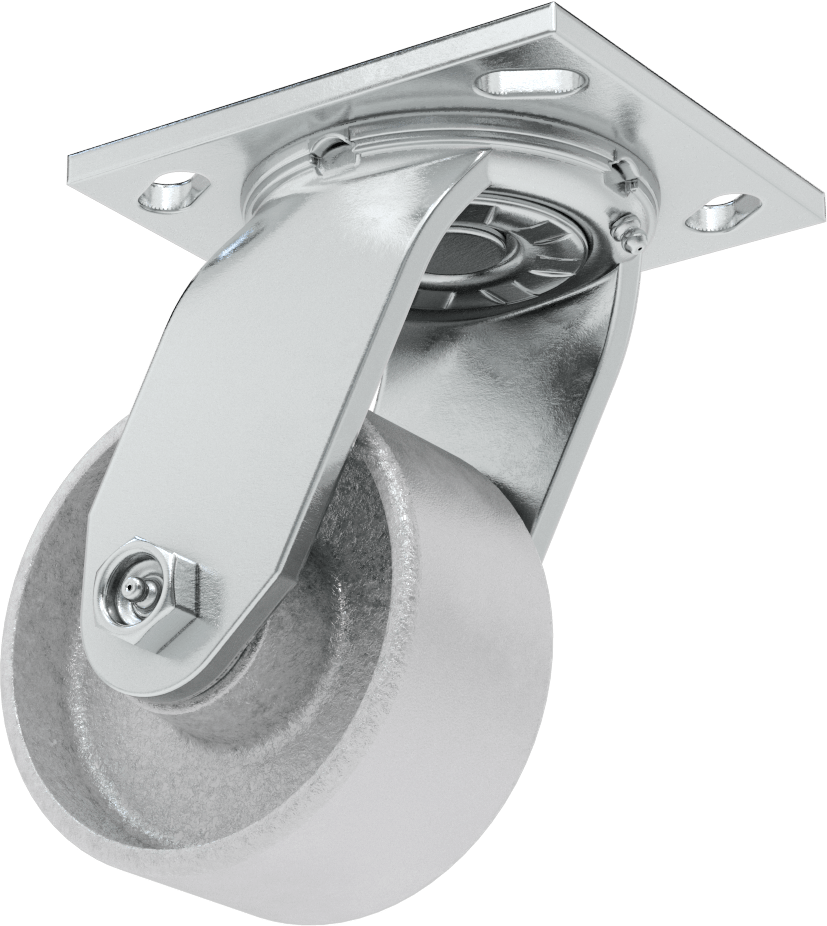 4-1/2“ x 4” Plakalı Yüksek Kapasiteli Spartan Tekerlek, 4" Çaplı Korumalı Rulmanlı Metal Tekerlekli Döner