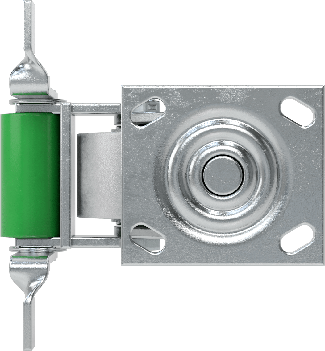 4-1/2“ x 4” Plakalı Yüksek Kapasiteli Spartan Tekerlek, Frenli ve 3-1/4" Çapında Açık Rulmanlı Metal Tekerlekli Döner Tekerlek