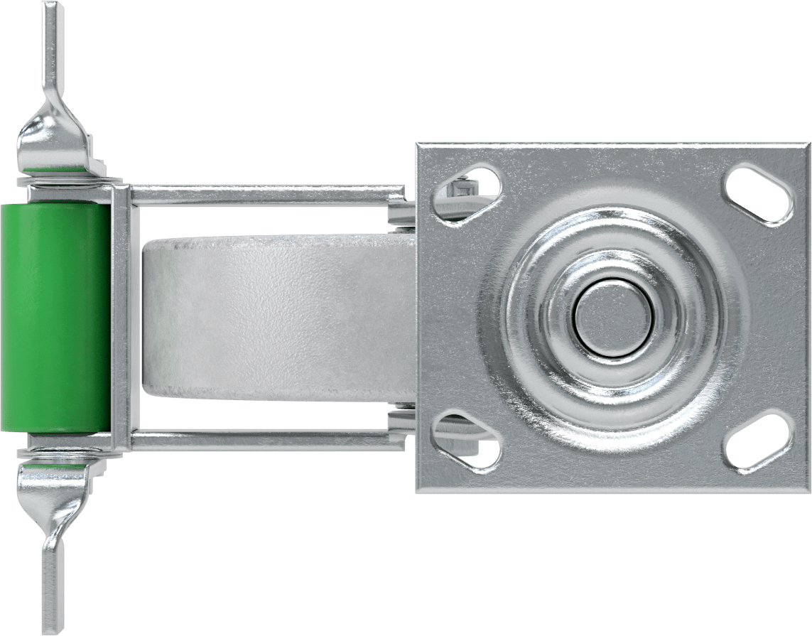 4-1/2“ x 4” Plakalı Yüksek Kapasiteli Spartan Tekerlek, Frenli ve 8 inç Çapında Açık Rulmanlı Metal Tekerlekli Döner Ayak