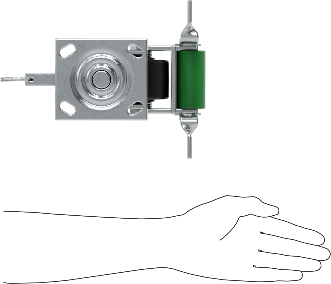 4-1/2“ x 4” Plakalı Yüksek Kapasiteli Spartan Tekerlek, Kilitli Döner Ayak, 3-1/4" Çap Açık Rulmanlı Fenolik Tekerlek