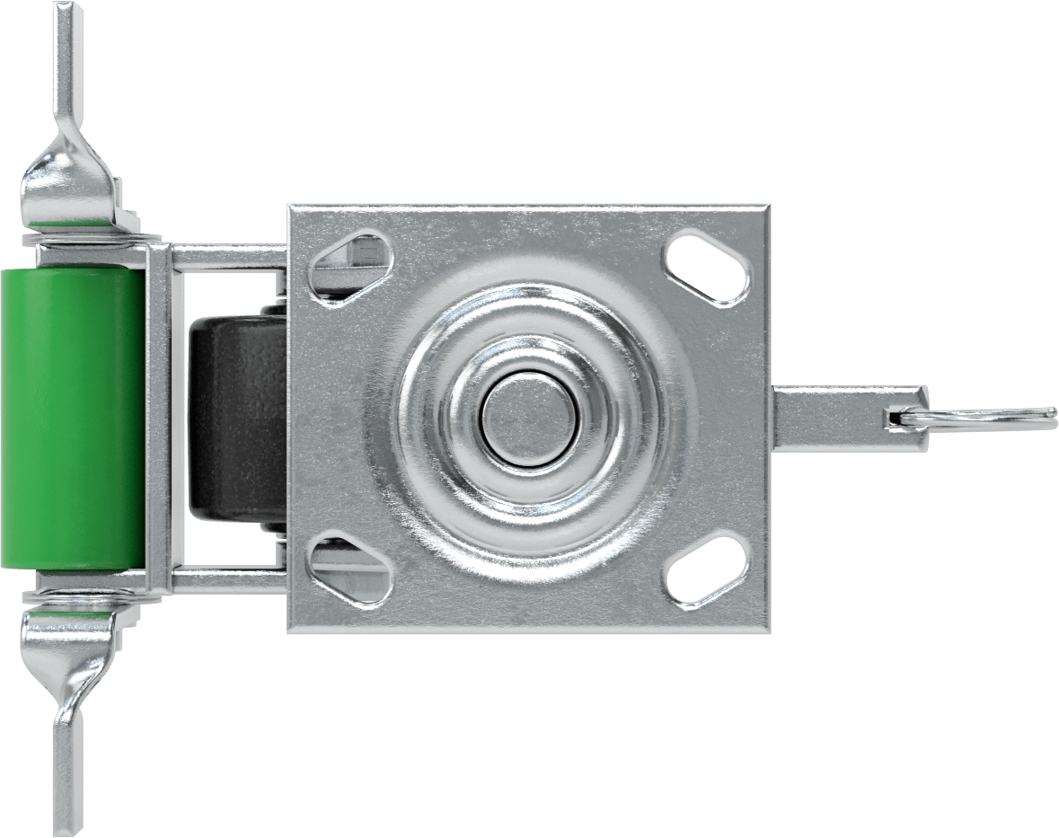 4-1/2“ x 4” Plakalı Yüksek Kapasiteli Spartan Tekerlek, Kilitli Döner Ayak, 3-1/4" Çap Açık Rulmanlı Fenolik Tekerlek