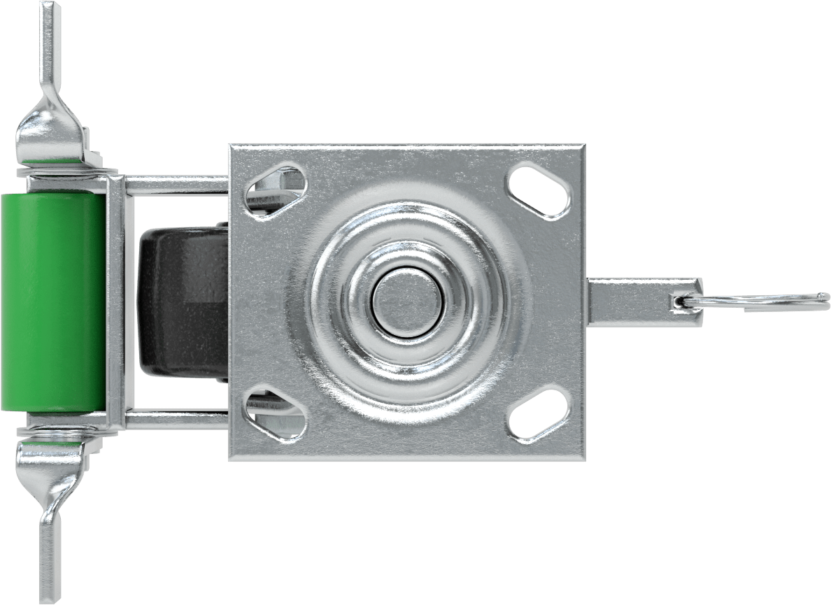 4-1/2“ x 4” Plakalı Yüksek Kapasiteli Spartan Tekerlek, Kilitli Döner Ayak, 4" Çaplı Açık Rulmanlı Fenolik Tekerlek