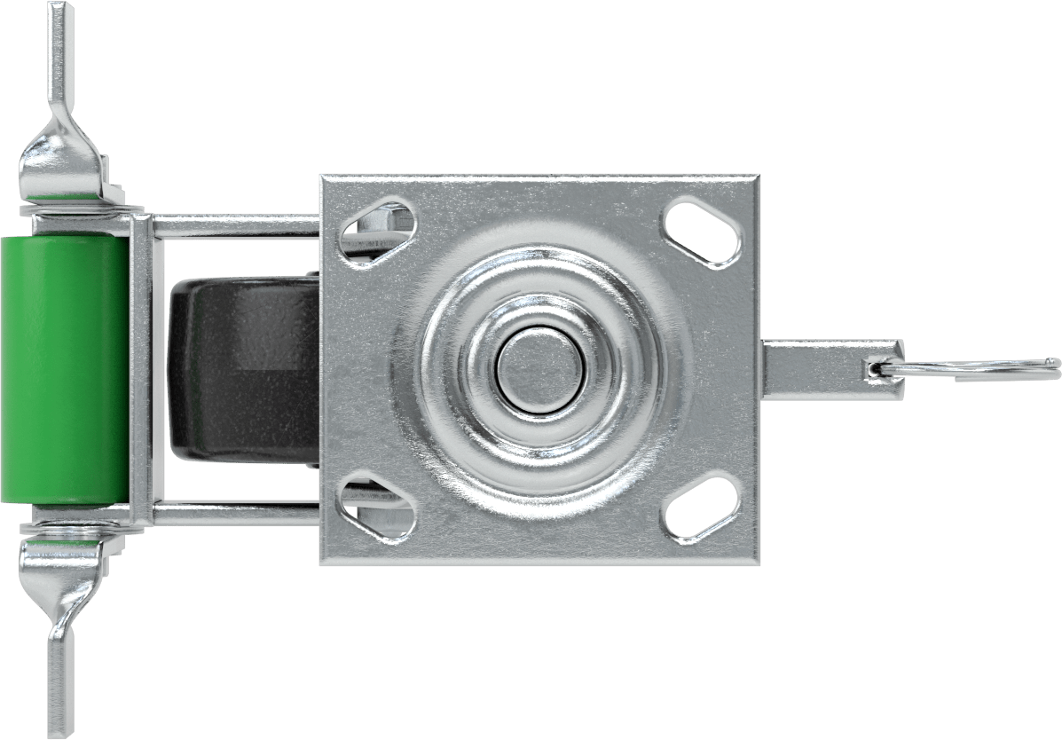 4-1/2“ x 4” Plakalı Yüksek Kapasiteli Spartan Tekerlek, Kilitli Döner Ayak, 5" Çapında Açık Rulmanlı Fenolik Tekerlek