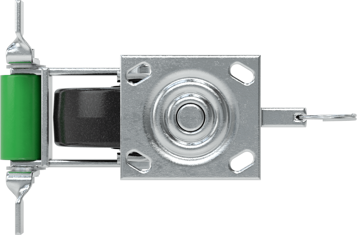 4-1/2“ x 4” Plakalı Yüksek Kapasiteli Spartan Tekerlek, Kilitli Döner Ayak, 6" Çaplı Açık Rulmanlı Fenolik Tekerlek