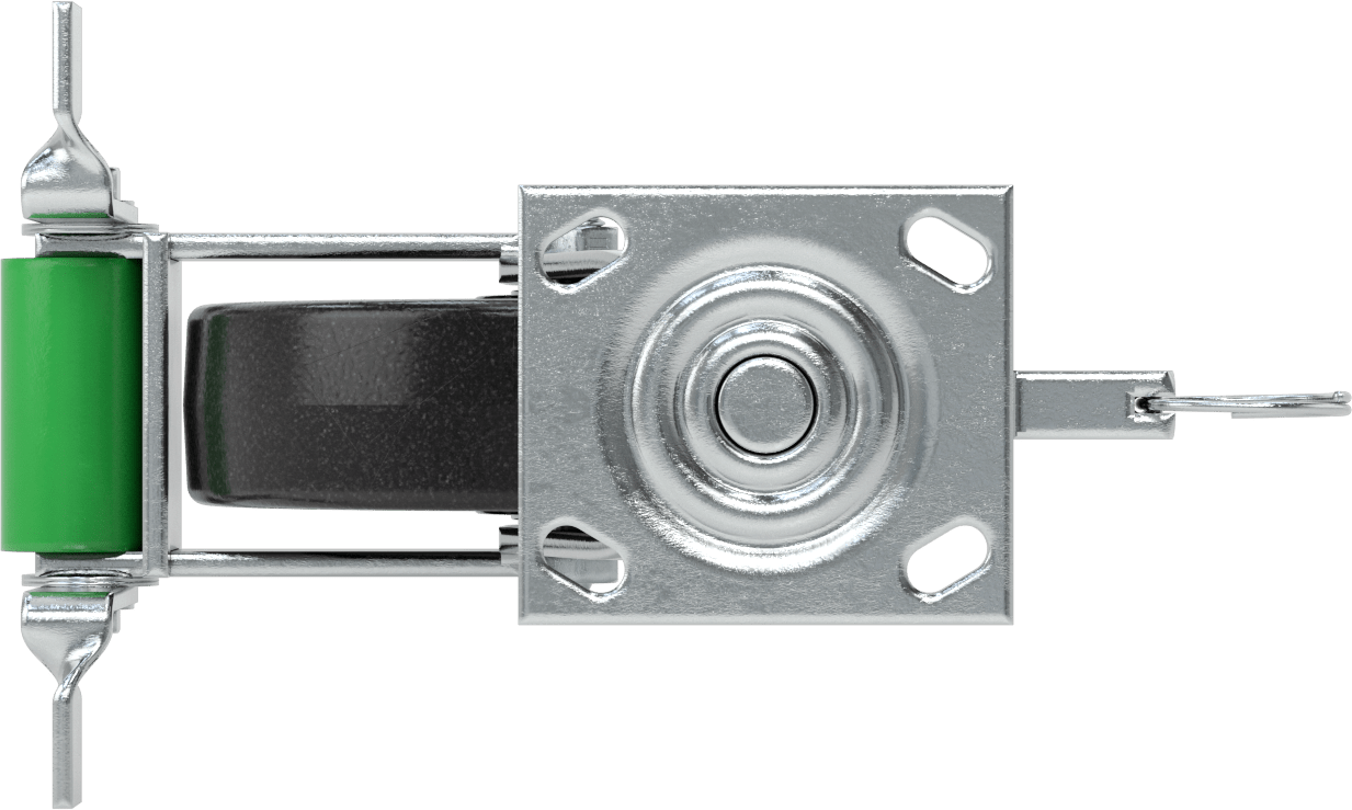 4-1/2“ x 4” Plakalı Yüksek Kapasiteli Spartan Tekerlek, Kilitli Döner Ayak, 8" Çaplı Açık Rulmanlı Fenolik Tekerlek