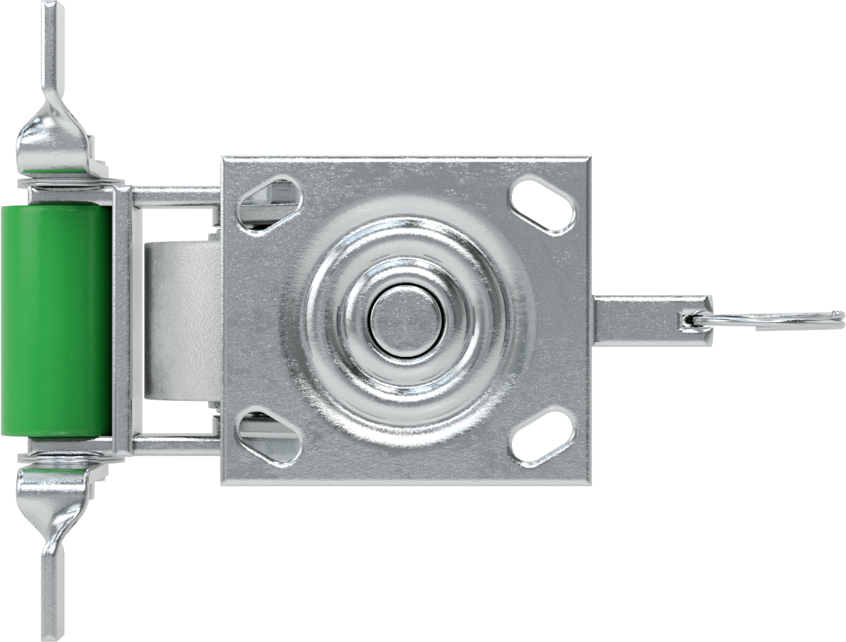 4-1/2“ x 4” Plakalı Yüksek Kapasiteli Spartan Tekerlek, Frenli Döner Tekerlek, Döner Kilit, 3-1/4" Çaplı Açık Rulmanlı Metal Tekerlek