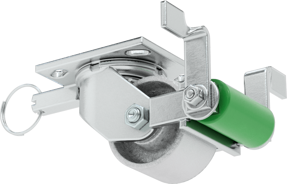 4-1/2“ x 4” Plakalı Yüksek Kapasiteli Spartan Tekerlek, Frenli Döner Tekerlek, Döner Kilit, 3-1/4" Çaplı Açık Rulmanlı Metal Tekerlek