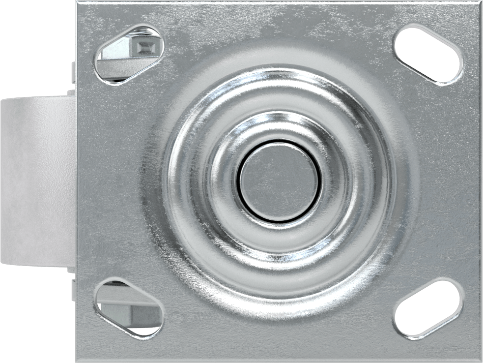 4-1/2“ x 4” Plakalı Yüksek Kapasiteli Spartan Tekerlek, 3-1/4" Çapında Açık Rulmanlı Metal Tekerlekli Döner