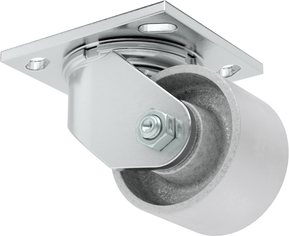 4-1/2“ x 4” Plakalı Yüksek Kapasiteli Spartan Tekerlek, 3-1/4" Çapında Açık Rulmanlı Metal Tekerlekli Döner