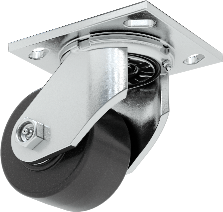 4-1/2“ x 4” Plakalı Yüksek Kapasiteli Spartan Tekerlek, 3-1/4 inç Çapında Açık Rulmanlı Fenolik Tekerlekli Döner Ayak