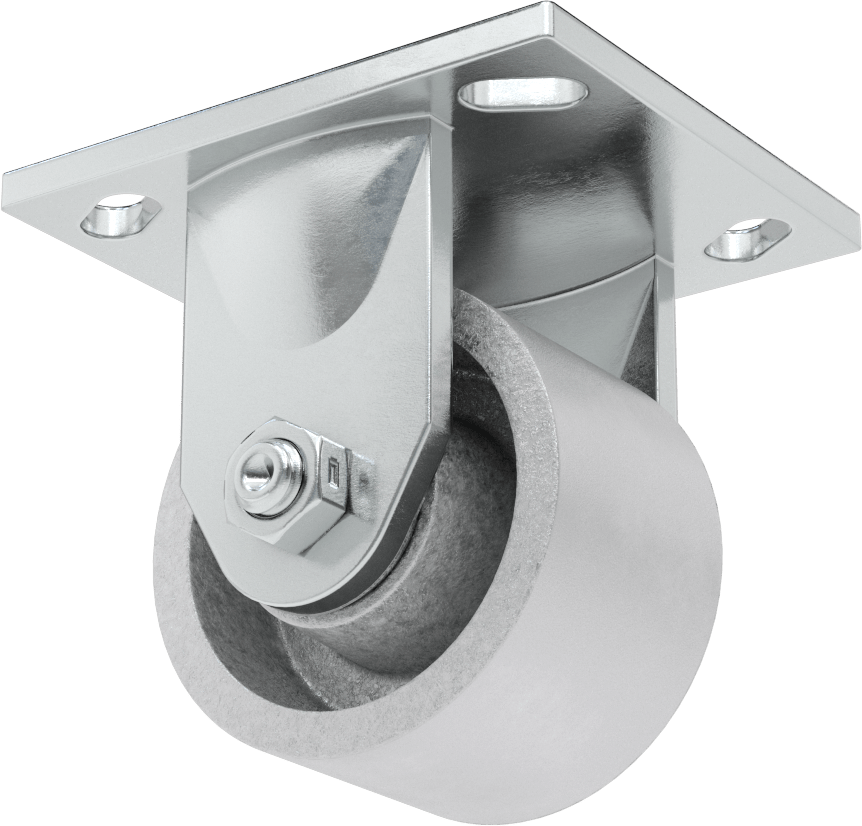 4-1/2“ x 4” Plakalı Yüksek Kapasiteli Spartan Tekerlek, 3-1/4" Çapında Açık Rulmanlı Metal Tekerlekli Sert