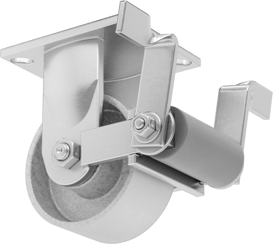 4-1/2“ x 4” Plakalı Yüksek Kapasiteli Spartan Tekerlek, Frenli ve 4 inç Çapında Açık Rulmanlı Metal Tekerlekli Sabit