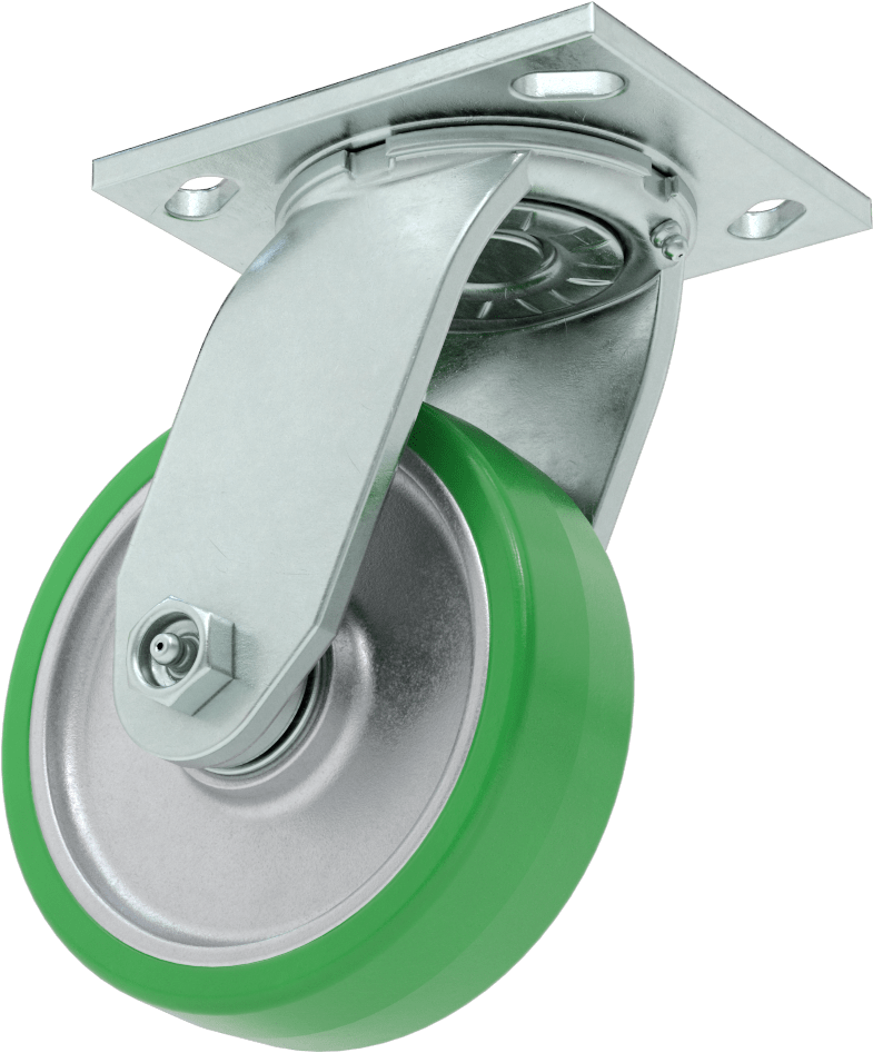 4-1/2“ x 4” Plakalı Yüksek Kapasiteli Spartan Tekerlek, 5 inç Çapında x 1-1/2 inç Açık Rulmanlı Poliüretan Tekerlekli Döner Tekerlek