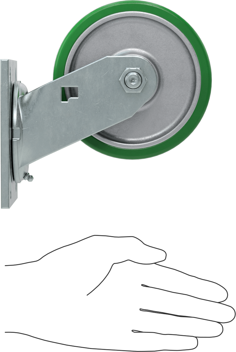 4-1/2“ x 4” Plakalı Yüksek Kapasiteli Spartan Tekerlek, 5 inç Çapında x 1-1/2 inç Açık Rulmanlı Poliüretan Tekerlekli Döner Tekerlek