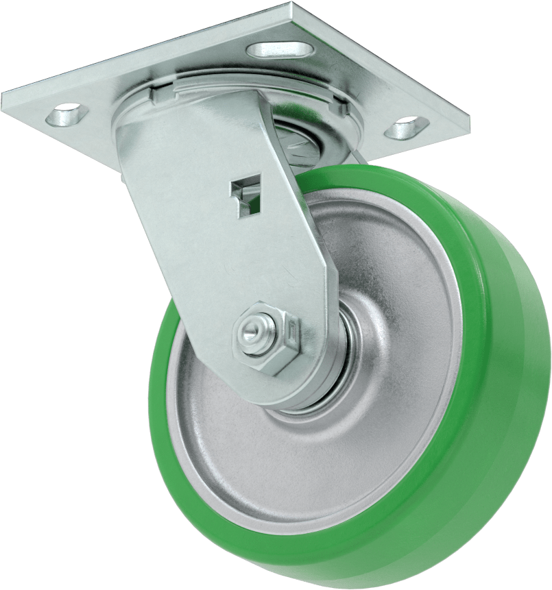 4-1/2“ x 4” Plakalı Yüksek Kapasiteli Spartan Tekerlek, 5 inç Çapında x 1-1/2 inç Açık Rulmanlı Poliüretan Tekerlekli Döner Tekerlek