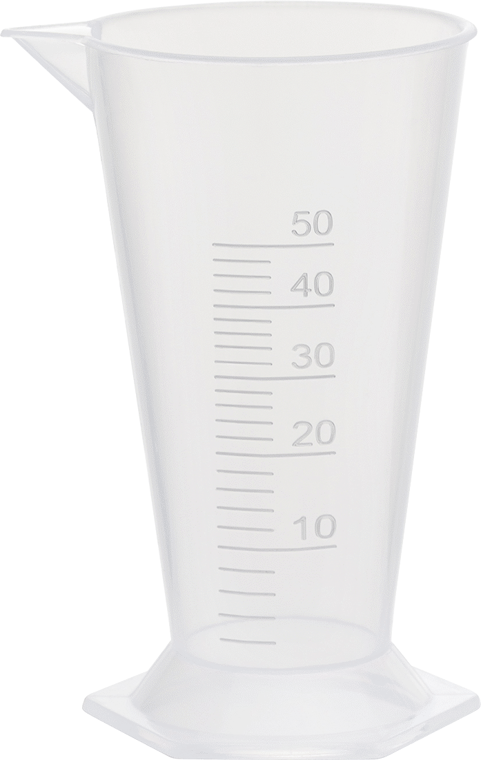 Kolay Doldurma Ölçülü Silindir, Yarı Şeffaf Polipropilen Plastik, 1,7 FL. oz./50 ml Kapasite