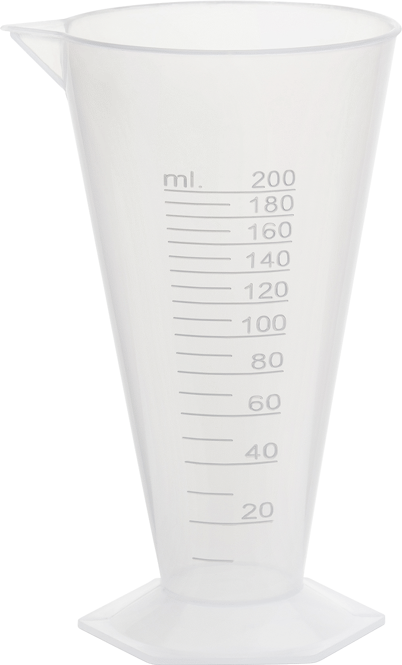 Kolay Doldurma Ölçülü Silindir, Yarı Şeffaf Polipropilen Plastik, 6,8 FL. oz./200 ml Kapasite