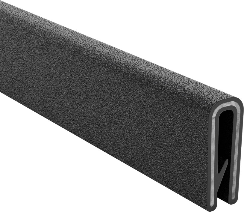 Güçlendirilmiş Kenar Çıtası, Alev Geciktirici, TPE Kauçuk, 1/8“ Genişlik x 43/64” Yükseklik
