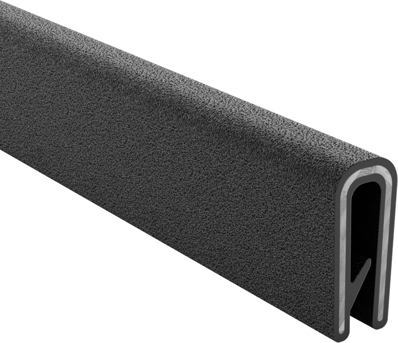 Güçlendirilmiş Kenar Çıtası, Alev Geciktirici, TPE Kauçuk, 5/32“ Genişlik x 21/32” Yükseklik