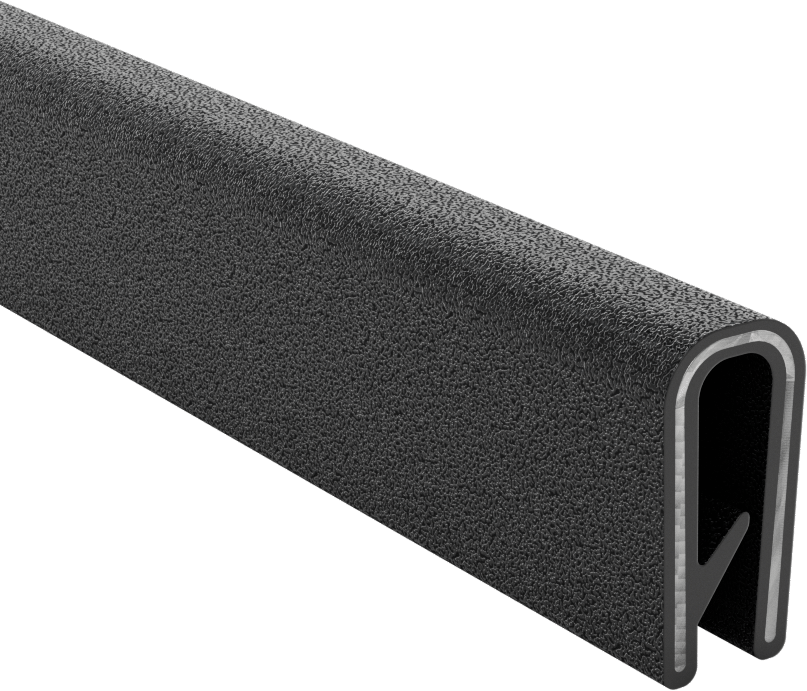 Güçlendirilmiş Kenar Çıtası, Alev Geciktirici, TPE Kauçuk, 3/16“ Genişlik x 21/32” Yükseklik