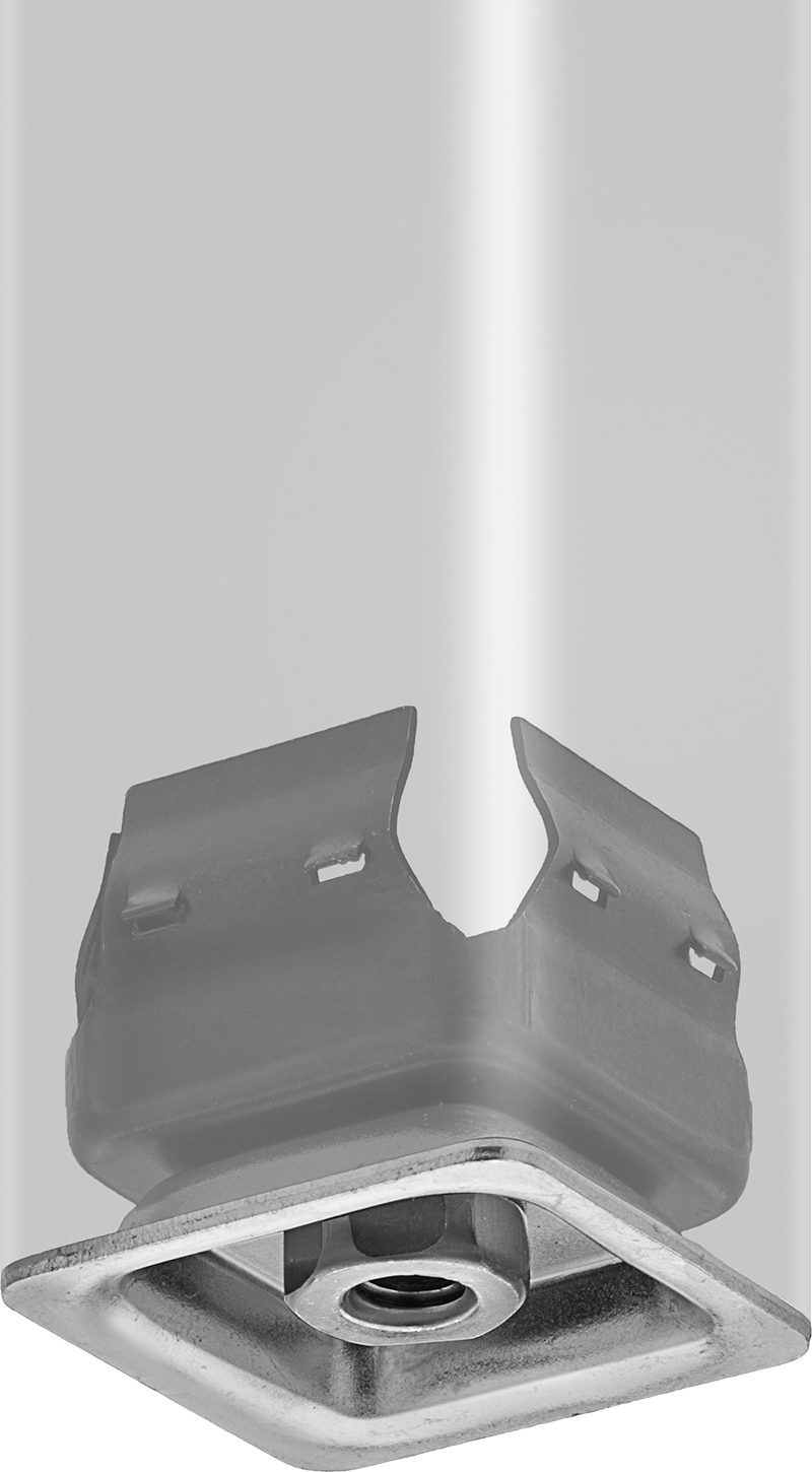 Presle Takılan Tesviye Montaj Ek Parçaları, 1-1/2" Dış Kare Boru Ayak için, 3/8"-16 Diş
