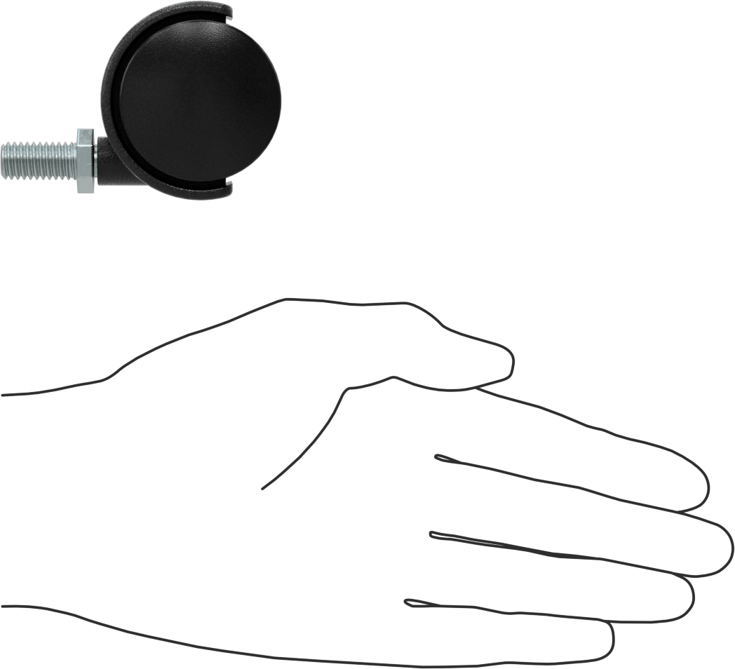 Hafif Hizmet Tipi Mobilya Döner Tekerleği, 3/8“-16 Dişli x 3/4” Uzunlukta Gövde, 1-5/8" Çaplı Naylon Tekerlek