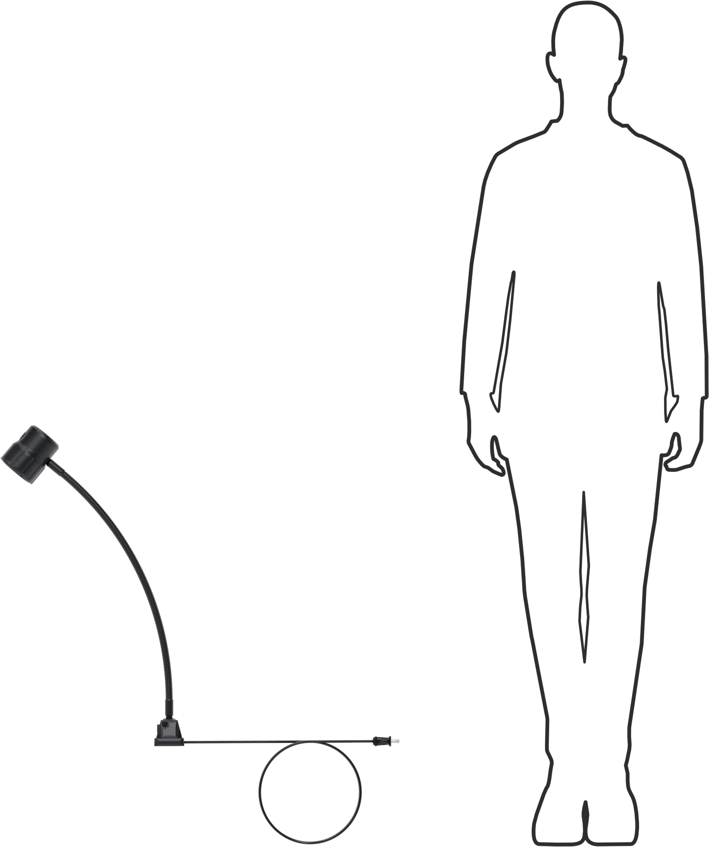 Her Yöne Uygun Makine Işığı, Bağlantı Elemanı Montajı, 23-5/8" Kol Uzanma Mesafesi, 120-240V AC