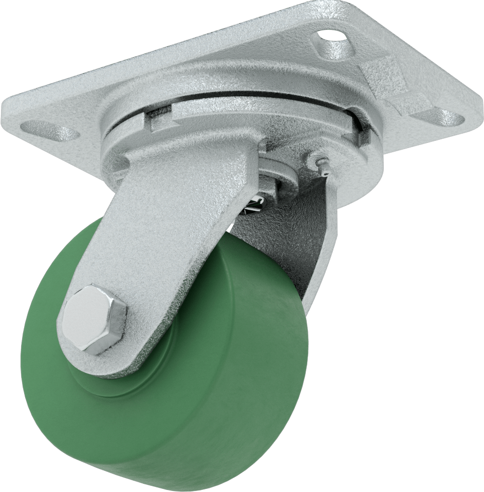 Dövme Çerçeveli Yüksek Kapasiteli Spartan Tekerlek, 6-1/4“ x 4-1/2” Plaka, 4 inç 75D Poliüretan Tekerlekli Döner Tekerlek