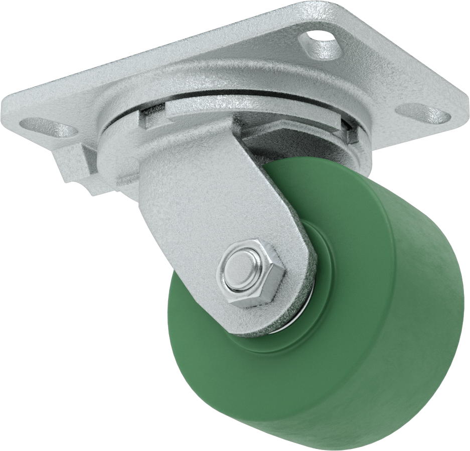 Dövme Çerçeveli Yüksek Kapasiteli Spartan Tekerlek, 6-1/4“ x 4-1/2” Plaka, 4 inç 75D Poliüretan Tekerlekli Döner Tekerlek