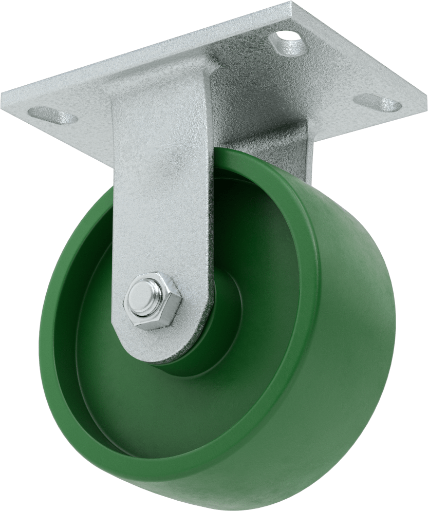 Dövme Çerçeveli Yüksek Kapasiteli Spartan Tekerlek, 6-1/4“ x 4-1/2” Plaka, 6" 75D Poliüretan Tekerlekli Sert