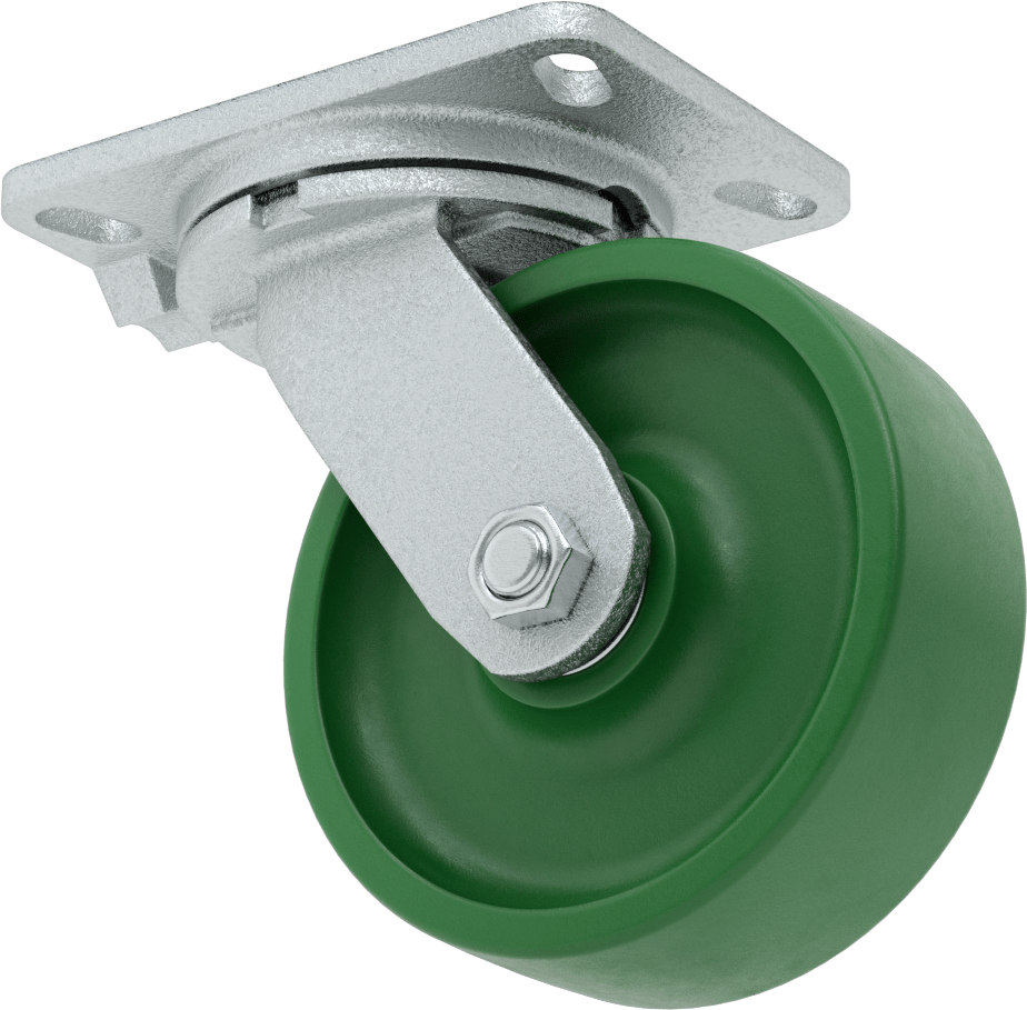 Dövme Çerçeveli Yüksek Kapasiteli Spartan Tekerlek, 6-1/4“ x 4-1/2” Plaka, 6" 75D Poliüretan Tekerlekli Döner Tekerlek