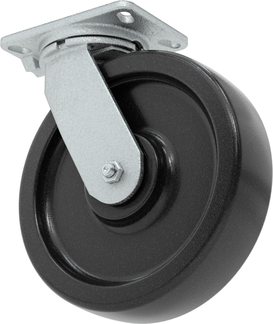 Dövme Çerçeveli Yüksek Kapasiteli Spartan Tekerlek, 6-1/4“ x 4-1/2” Plaka, 10" Çaplı Fenolik Tekerlekli Döner