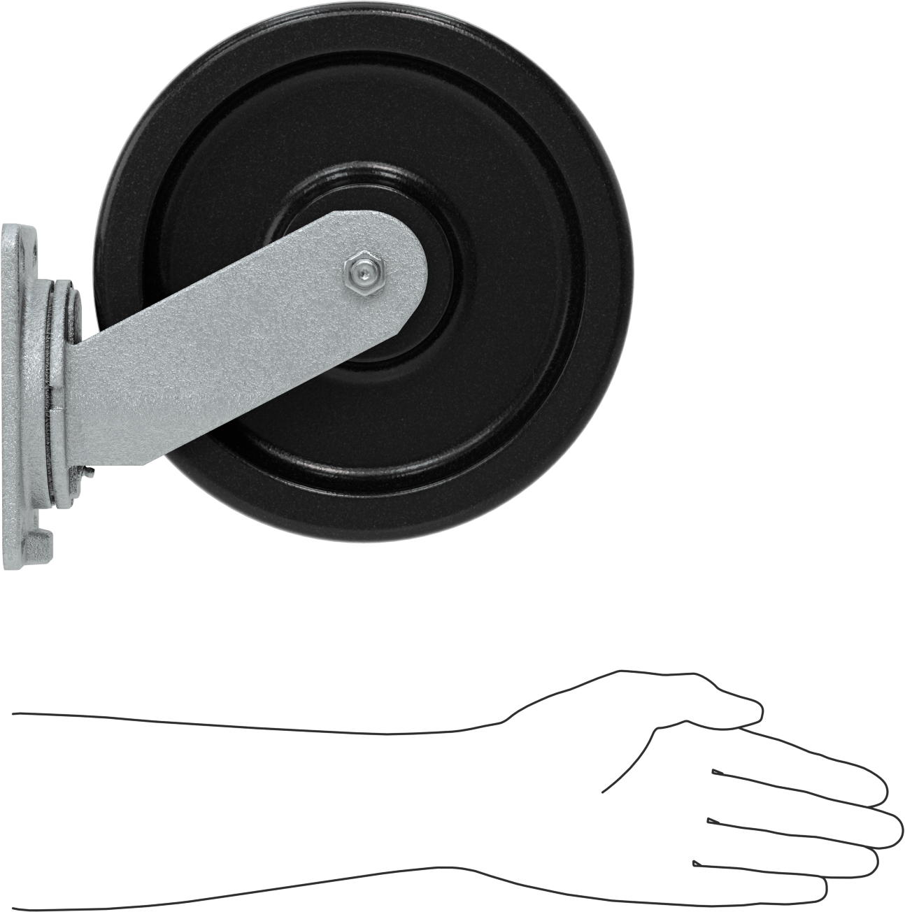 Dövme Çerçeveli Yüksek Kapasiteli Spartan Tekerlek, 6-1/4“ x 4-1/2” Plaka, 10" Çaplı Fenolik Tekerlekli Döner