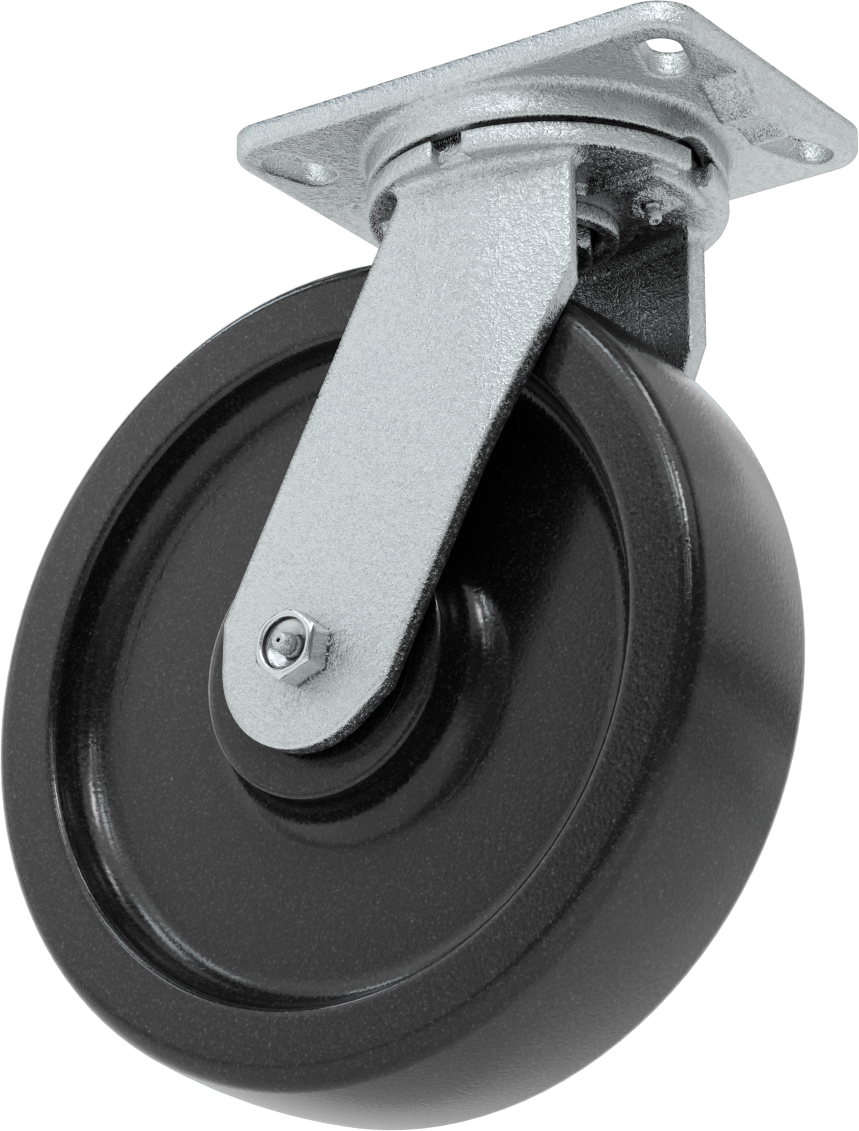 Dövme Çerçeveli Yüksek Kapasiteli Spartan Tekerlek, 6-1/4“ x 4-1/2” Plaka, 10" Çaplı Fenolik Tekerlekli Döner