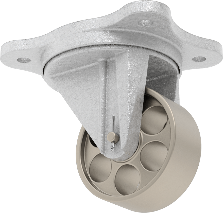 Ultra Yüksek Sıcaklık Tekerlek, 3 inç Çapında Metal Tekerlekli ve 5-1/8 inç x 3-7/8 inç Plakalı Döner