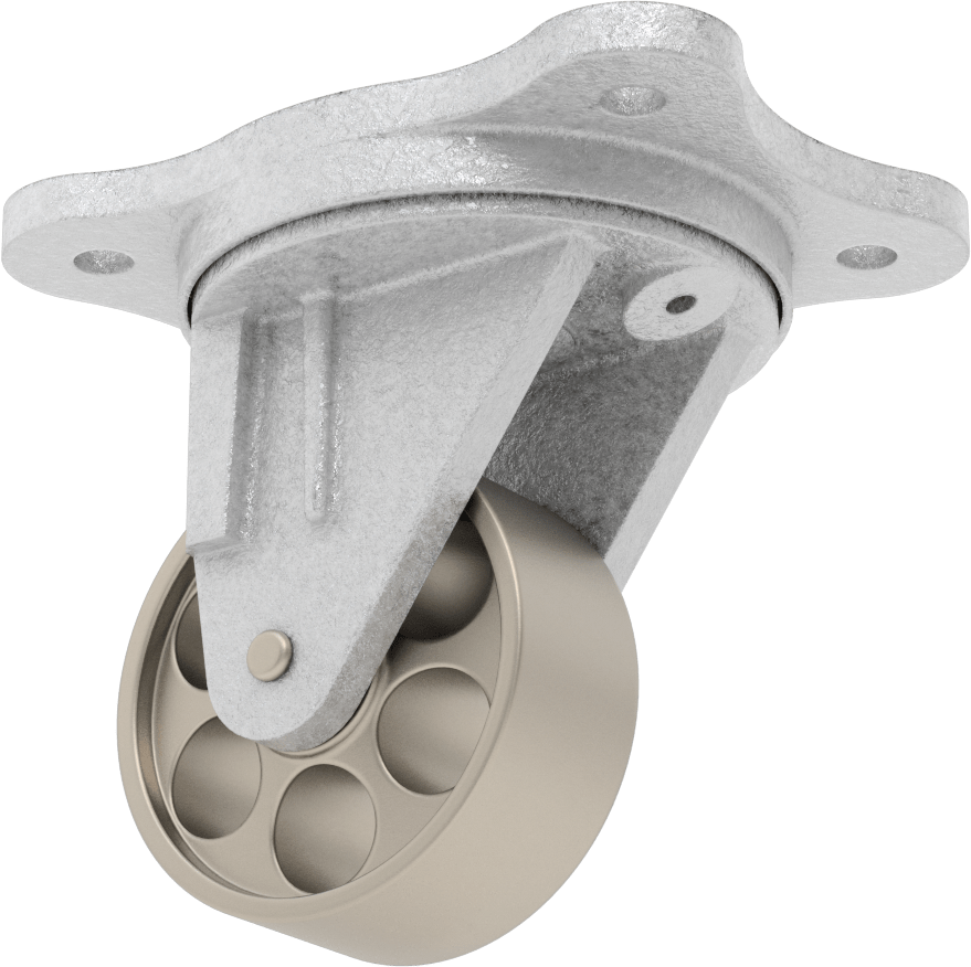 Ultra Yüksek Sıcaklık Tekerlek, 3 inç Çapında Metal Tekerlekli ve 5-1/8 inç x 3-7/8 inç Plakalı Döner