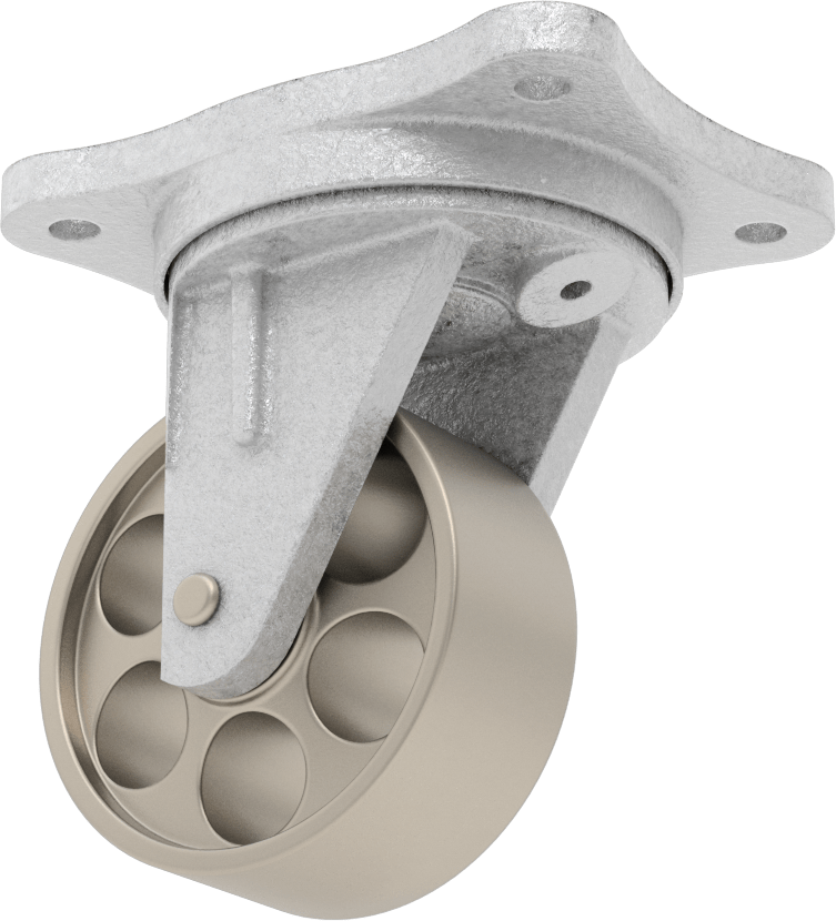 Ultra Yüksek Sıcaklık Tekerlek, 3“ Çapında Metal Tekerlekli ve 4-3/16” x 3-1/4" Plakalı Döner Tekerlek