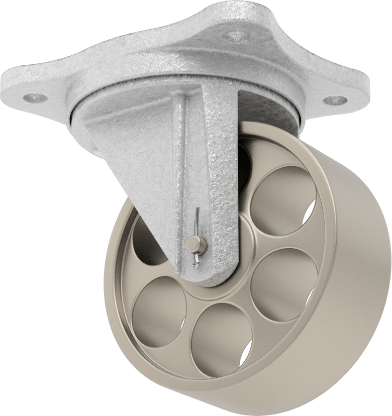 Ultra Yüksek Sıcaklık Tekerlek, 4“ Çaplı Metal Tekerlekli ve 4-3/4” x 3-3/4" Plakalı Döner Tekerlek
