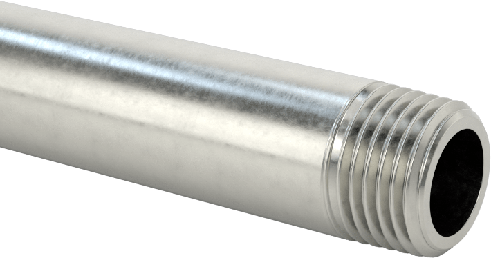 Standart Cidarlı 304/304L Paslanmaz Çelik Dişli Boru, Her İki Ucu Dişli, 1/8 BSPT x NPT, 4" Uzunluk