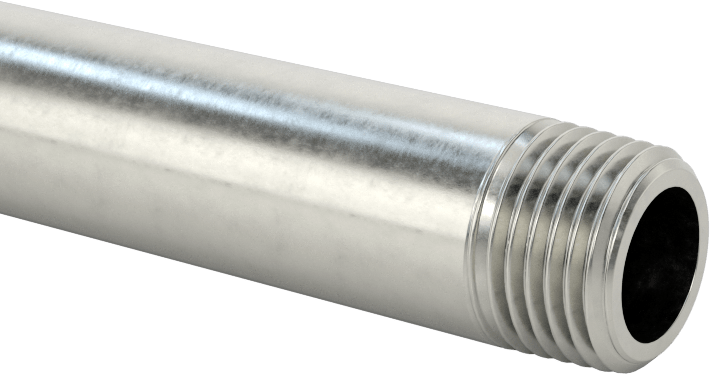 Standart Cidarlı 304/304L Paslanmaz Çelik Dişli Boru, Her İki Ucu Dişli, 1/8 BSPT x NPT, 12" Uzunluk