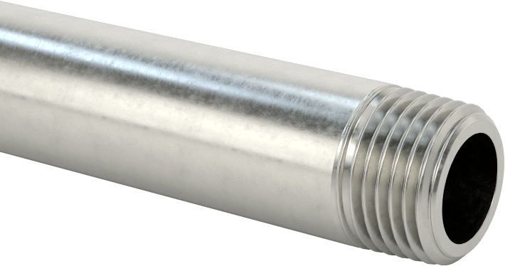 Standart Cidarlı 304/304L Paslanmaz Çelik Dişli Boru, Her İki Ucu Dişli, 1/8 BSPT, 4" Uzunluk