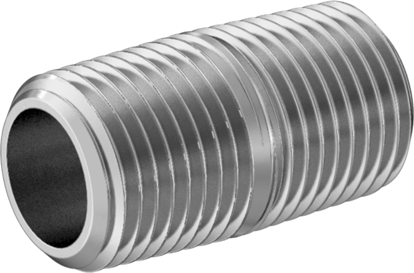 Standart Cidarlı 304/304L Paslanmaz Çelik Dişli Boru, Tam Dişli, 1/8 BSPT x NPT, 3/4" Uzunluk