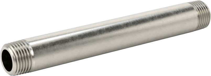 Standart Cidarlı 304/304L Paslanmaz Çelik Dişli Boru, Her İki Ucu Dişli, 1/8 BSPT, 3" Uzunluk