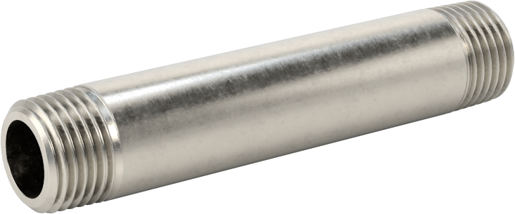 Standart Cidarlı 304/304L Paslanmaz Çelik Dişli Boru, Her İki Ucu Dişli, 1/8 BSPT x NPT, 2" Uzunluk