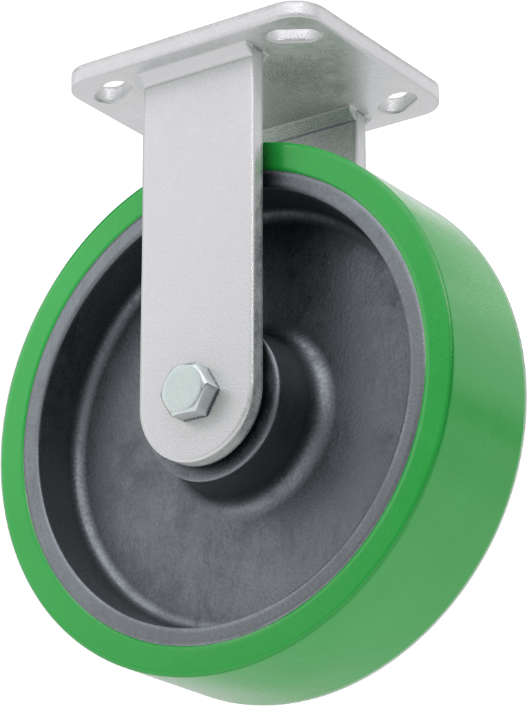 Yüksek Kapasiteli Kingston Tekerlek, 4-1/2“ x 4” Plaka, 8" Çaplı Yeşil Poliüretan Tekerlek