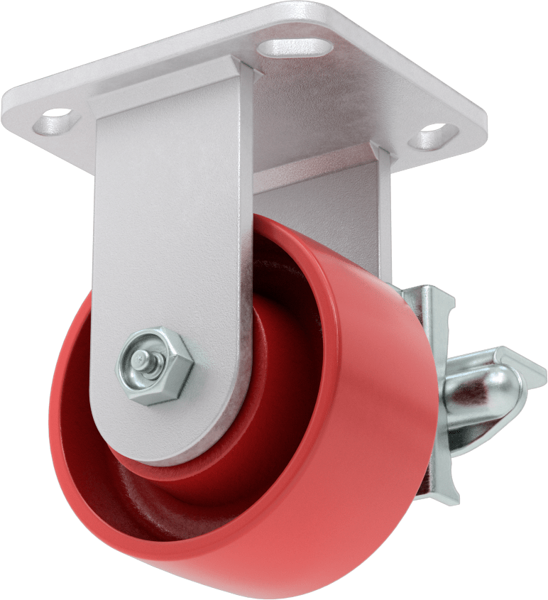Yüksek Kapasiteli Kingston Tekerlek, 4-1/2“ x 4” Plaka, Sağ Frenli ve 4 inç Çapında Metal Tekerlekli Sert